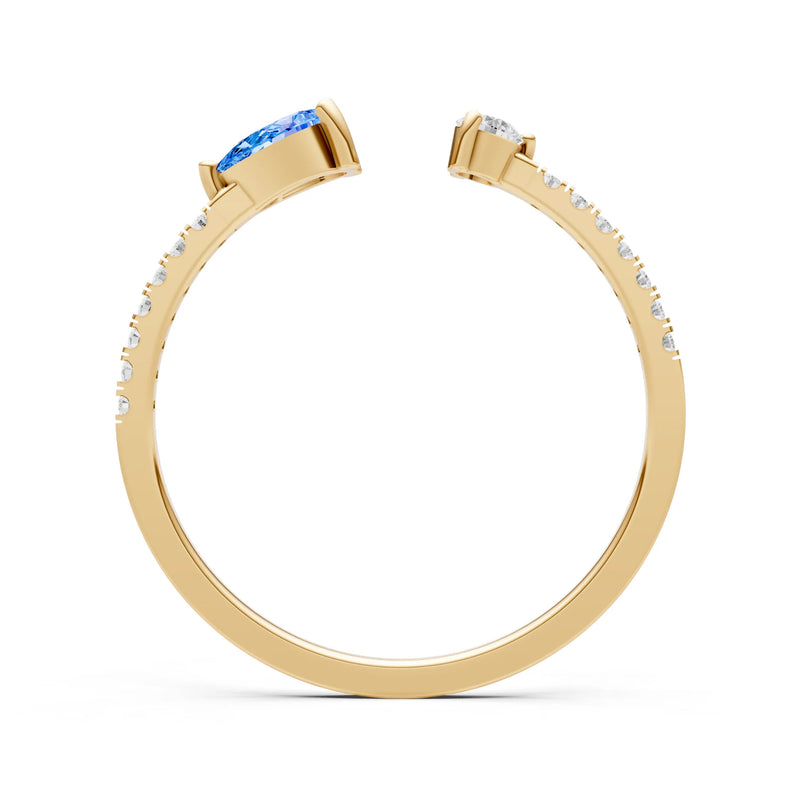 Dainty Pear and Round Gemstone Open Band