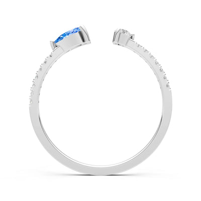 Dainty Pear and Round Gemstone Open Band