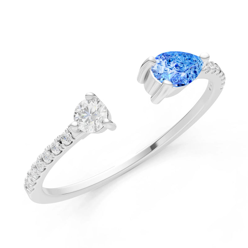 Dainty Pear and Round Gemstone Open Band