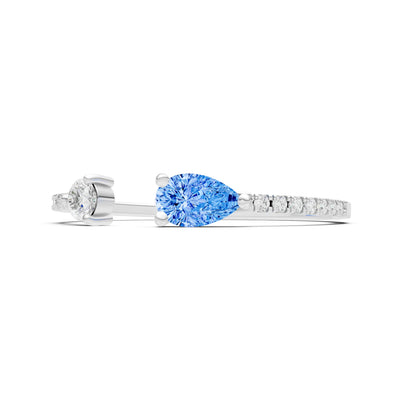 Swiss Blue Topaz Dainty Open Pear and Round Band