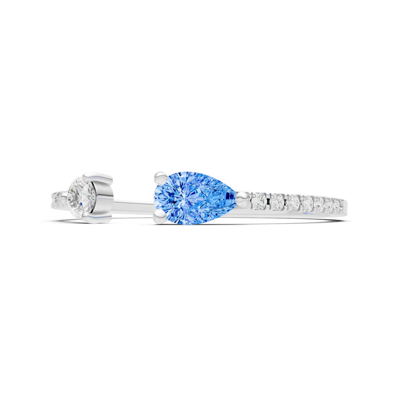 Swiss Blue Topaz Dainty Open Pear and Round Band
