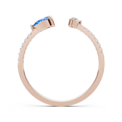 Dainty Pear and Round Gemstone Open Band