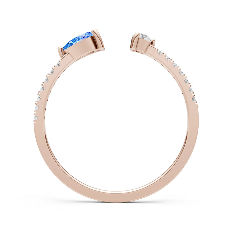 Dainty Pear and Round Gemstone Open Band