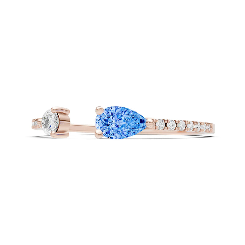 Dainty Pear and Round Gemstone Open Band