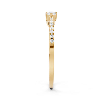 Dainty Pear and Round Gemstone Open Band
