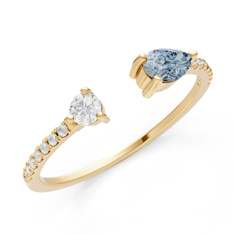 Dainty Pear and Round Gemstone Open Band
