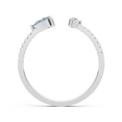 Dainty Pear and Round Gemstone Open Band