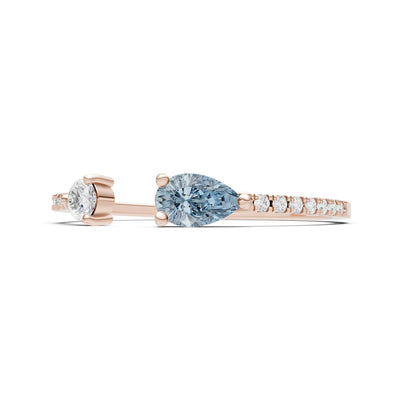 Dainty Pear and Round Gemstone Open Band