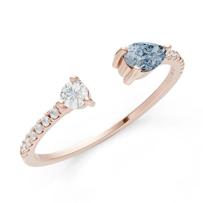 Dainty Pear and Round Gemstone Open Band