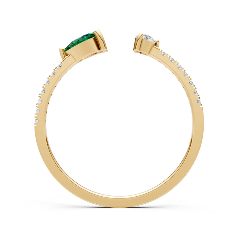 Dainty Pear and Round Gemstone Open Band