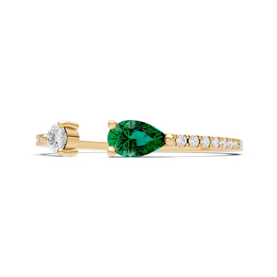 Dainty Pear and Round Gemstone Open Band