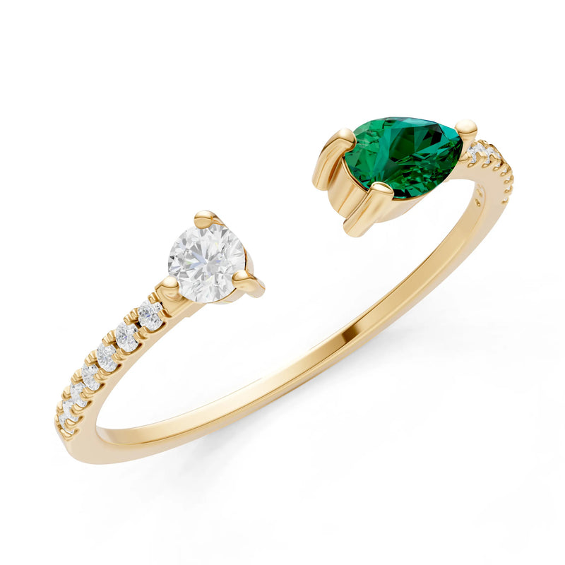 Emerald Dainty Open Pear and Round Band