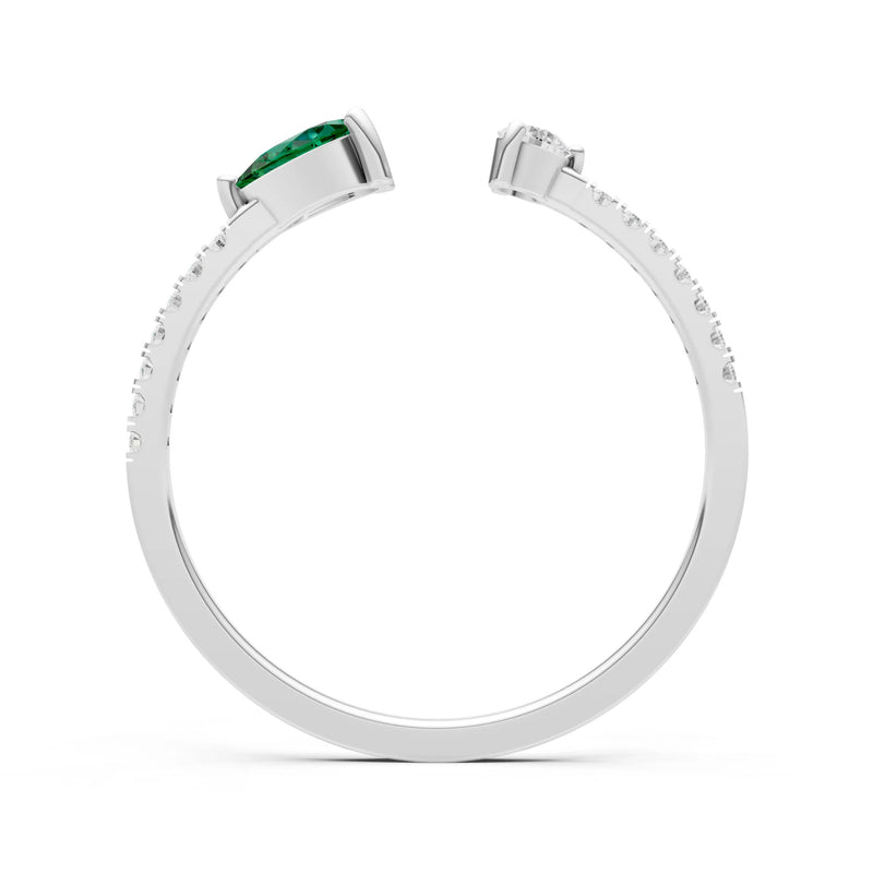 Dainty Pear and Round Gemstone Open Band