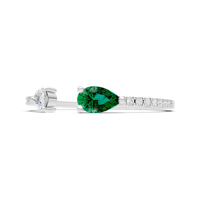Dainty Pear and Round Gemstone Open Band
