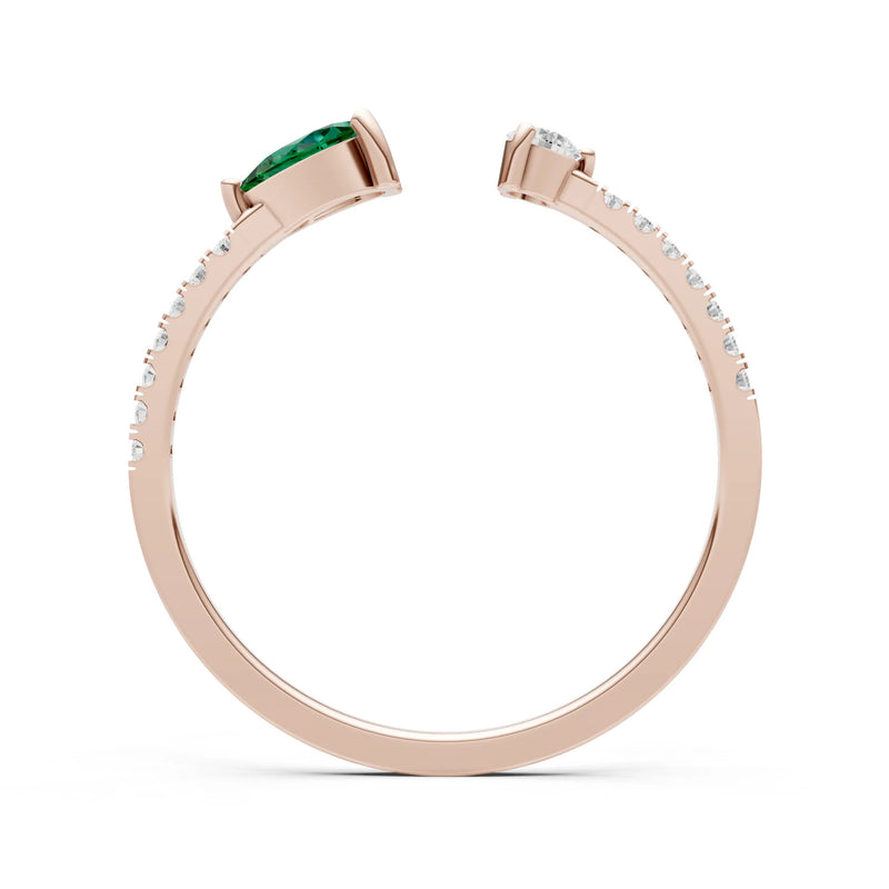 Dainty Pear and Round Gemstone Open Band
