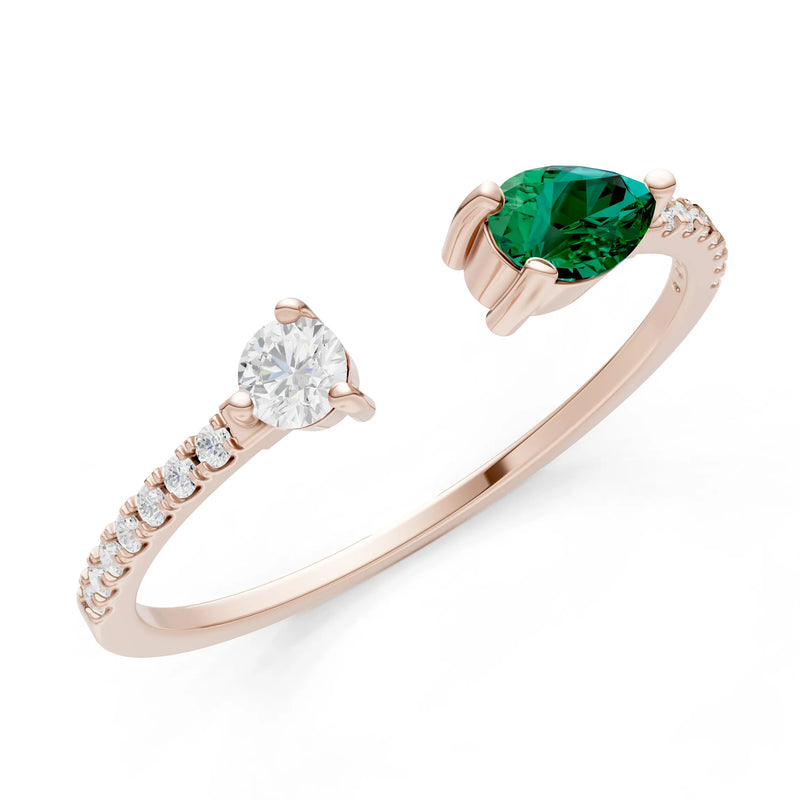 Emerald Dainty Open Pear and Round Band