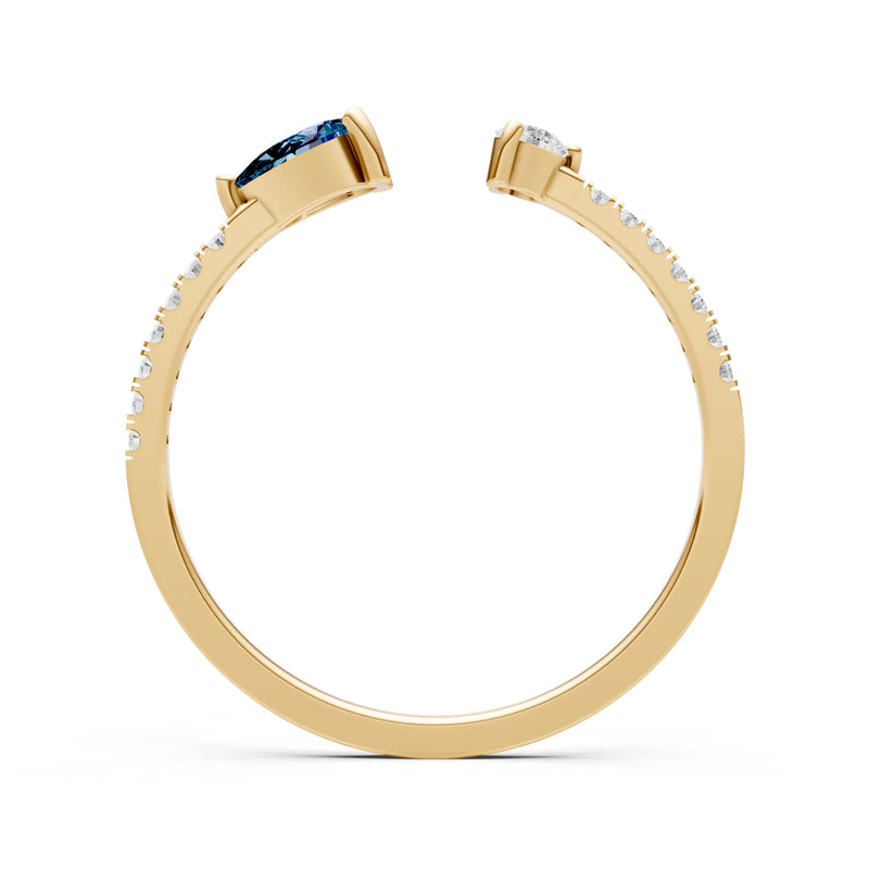 Dainty Pear and Round Gemstone Open Band