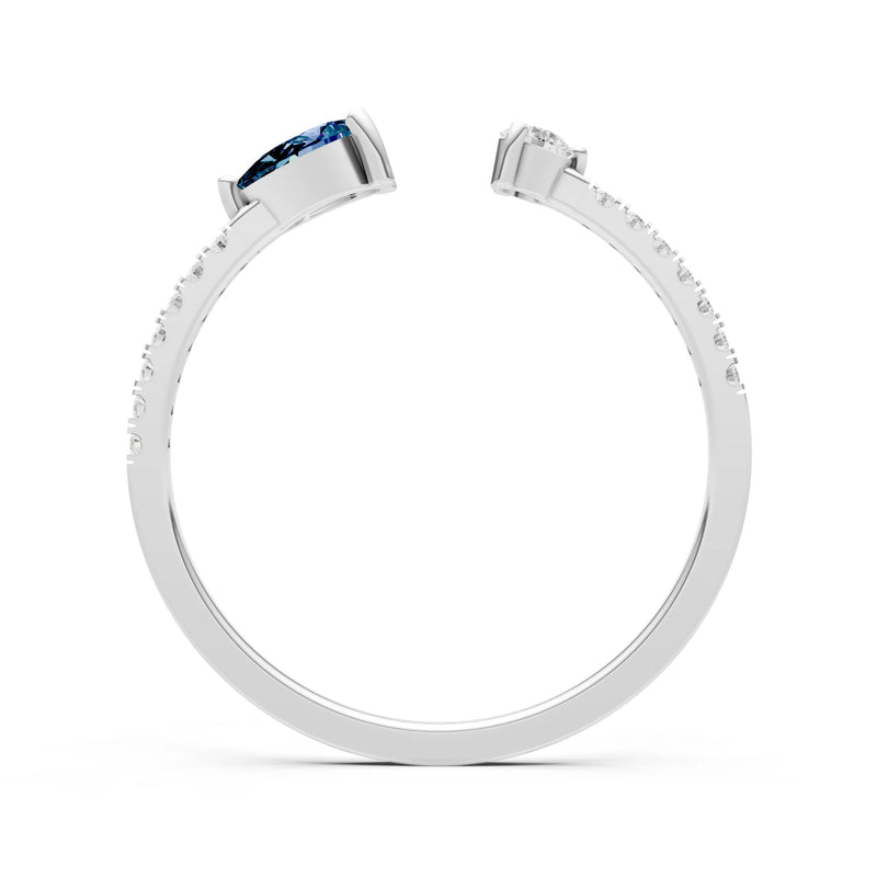 Dainty Pear and Round Gemstone Open Band