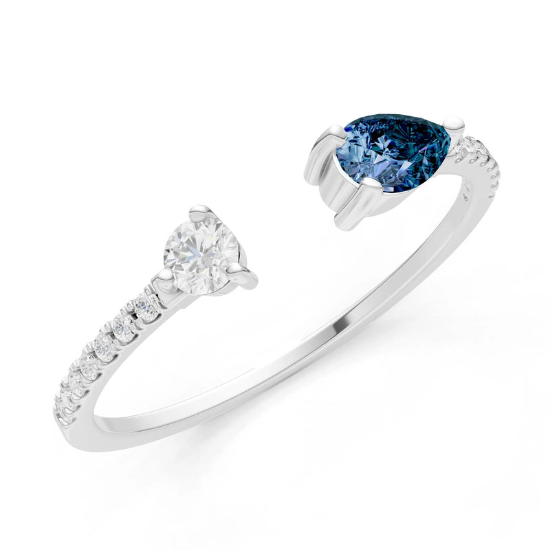 Dainty Pear and Round Gemstone Open Band