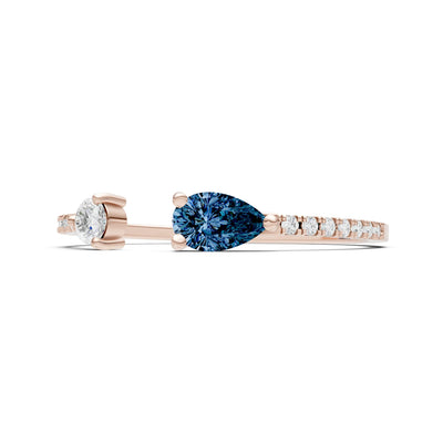 Dainty Pear and Round Gemstone Open Band