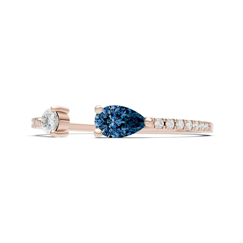 Dainty Pear and Round Gemstone Open Band