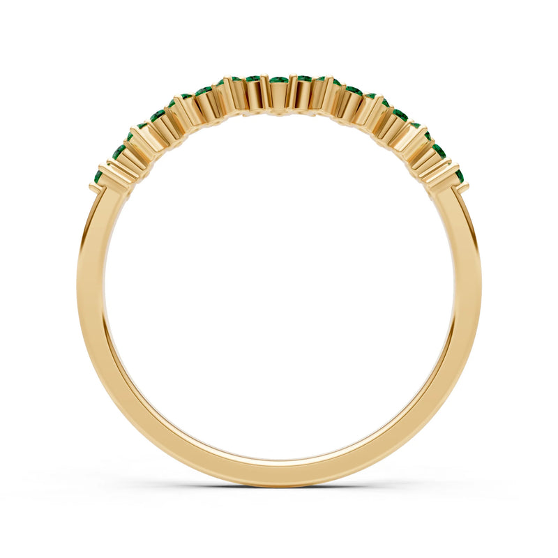 Created Emerald Round 1.25mm Dainty Cluster Band – Multi-Stone Prong Set - Round