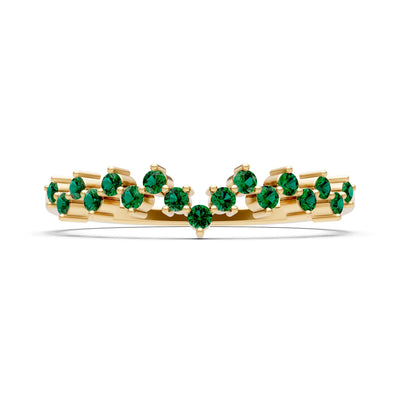 Created Emerald Round 1.25mm Dainty Cluster Band – Multi-Stone Prong Set - Round