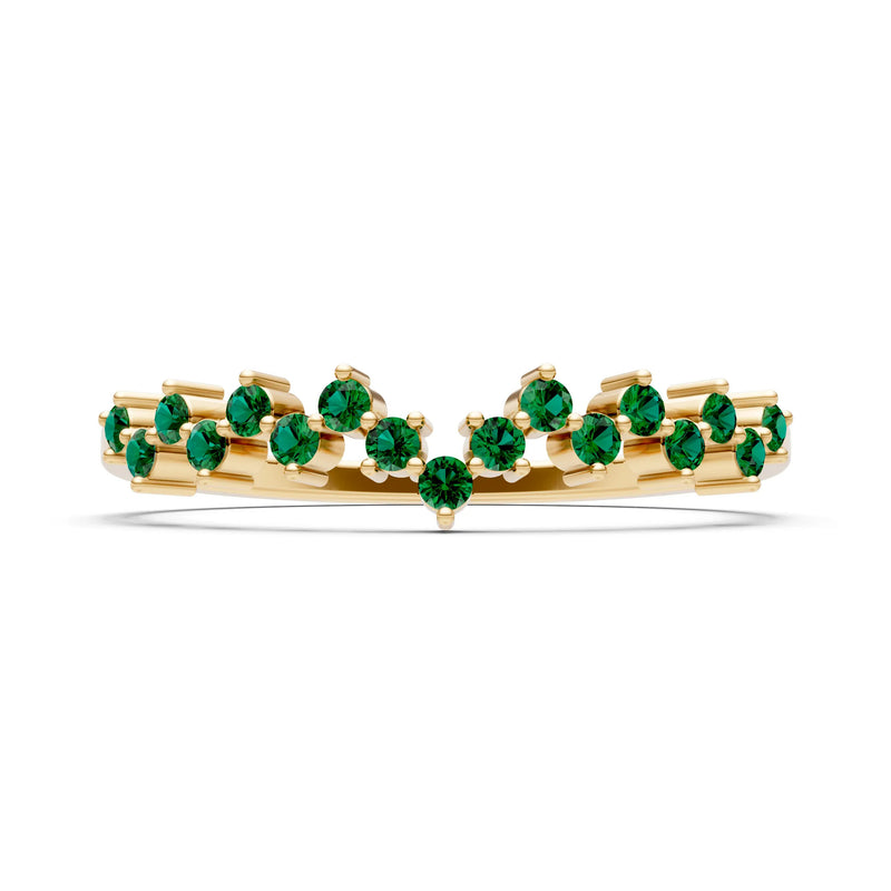Created Emerald Round 1.25mm Dainty Cluster Band – Multi-Stone Prong Set - Round