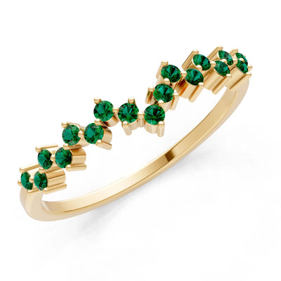 Emerald Dainty Cluster Band Multi-Stone Prong Set
