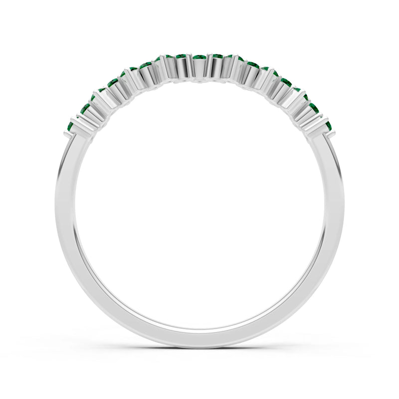 Created Emerald Round 1.25mm Dainty Cluster Band – Multi-Stone Prong Set - Round