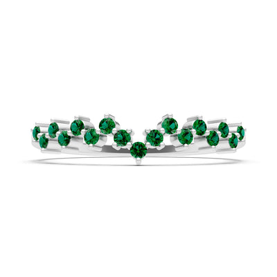 Created Emerald Round 1.25mm Dainty Cluster Band – Multi-Stone Prong Set - Round