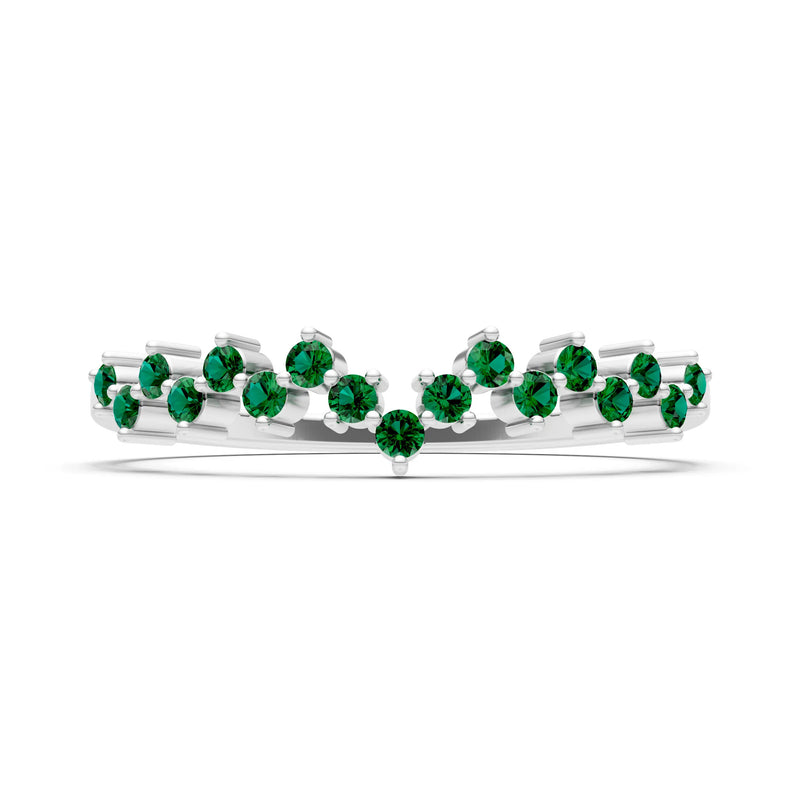 Created Emerald Round 1.25mm Dainty Cluster Band – Multi-Stone Prong Set - Round
