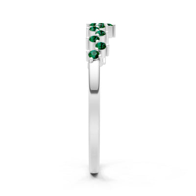 Created Emerald Round 1.25mm Dainty Cluster Band – Multi-Stone Prong Set - Round