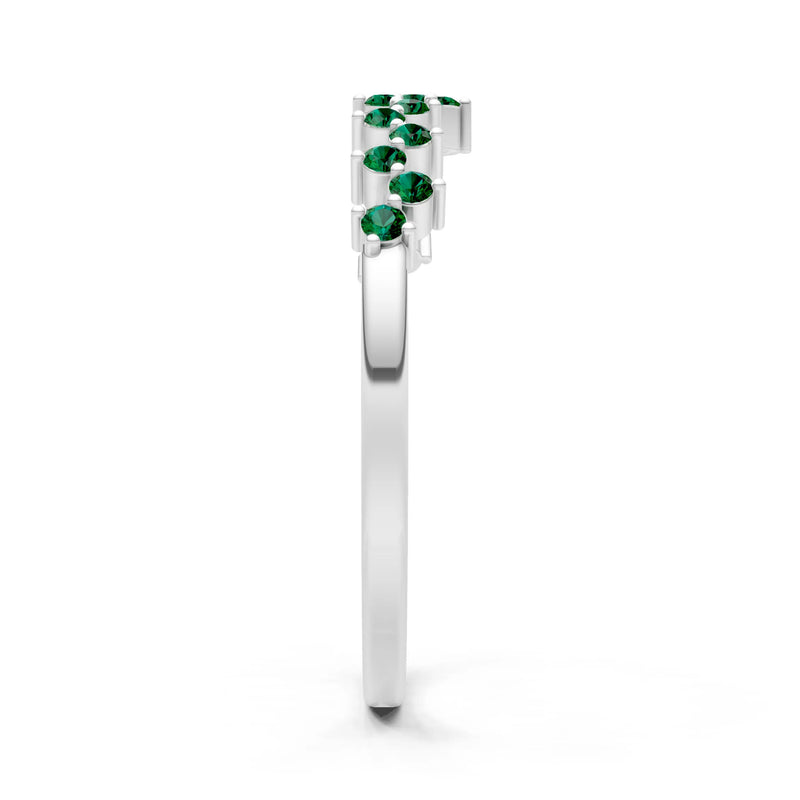 Created Emerald Round 1.25mm Dainty Cluster Band – Multi-Stone Prong Set - Round