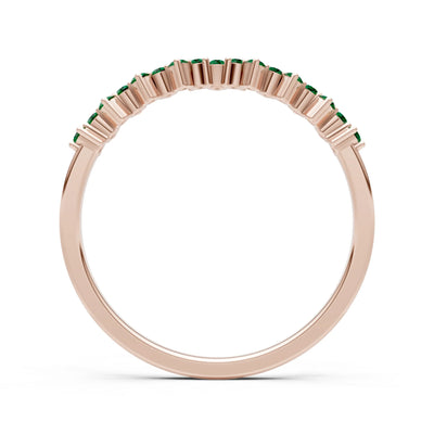 Created Emerald Round 1.25mm Dainty Cluster Band – Multi-Stone Prong Set - Round