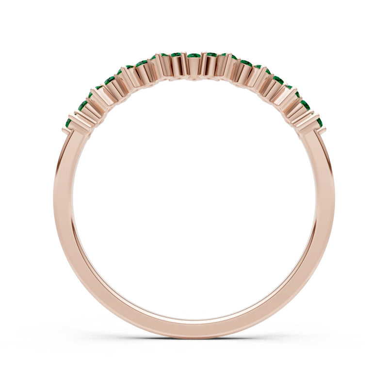 Created Emerald Round 1.25mm Dainty Cluster Band – Multi-Stone Prong Set - Round