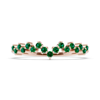 Created Emerald Round 1.25mm Dainty Cluster Band – Multi-Stone Prong Set - Round
