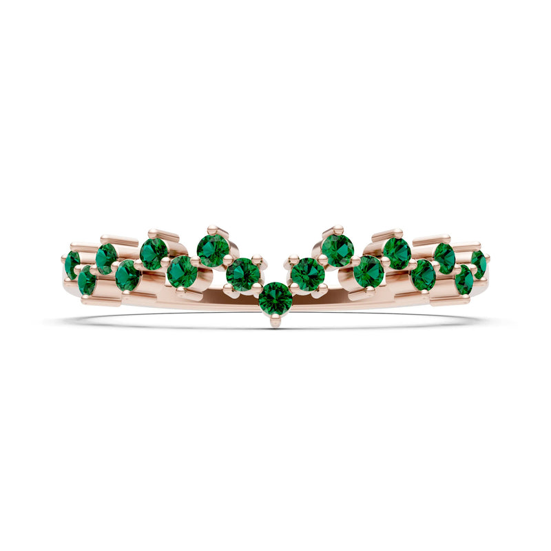Created Emerald Round 1.25mm Dainty Cluster Band – Multi-Stone Prong Set - Round