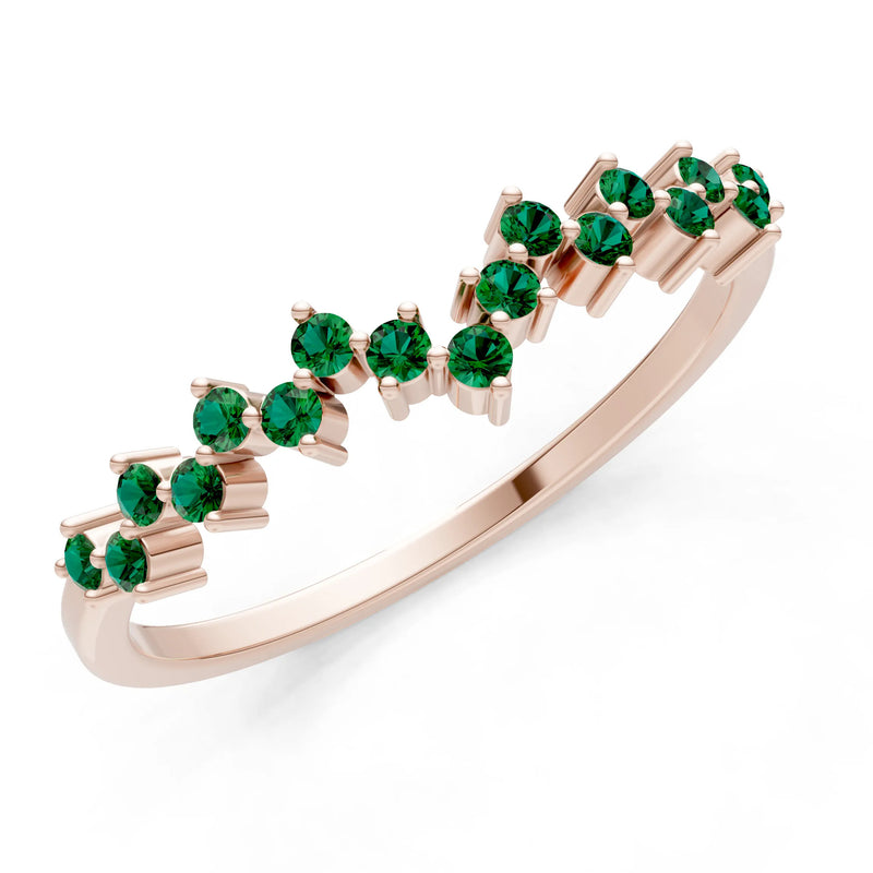 Created Emerald Round 1.25mm Dainty Cluster Band – Multi-Stone Prong Set - Round