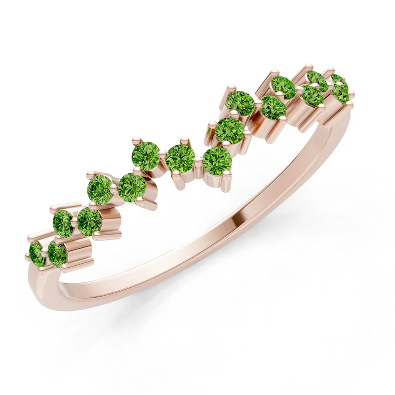 Peridot Round 1.25mm Dainty Cluster Band – Multi-Stone Prong Set - Round