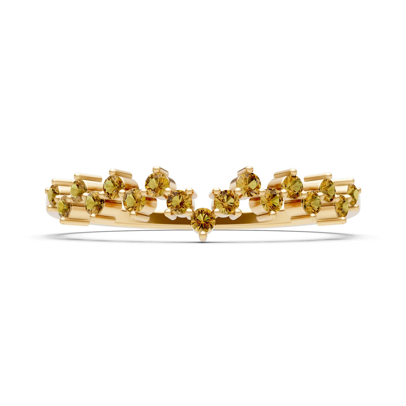 Citrine Round 1.25mm Dainty Cluster Band – Multi-Stone Prong Set - Round