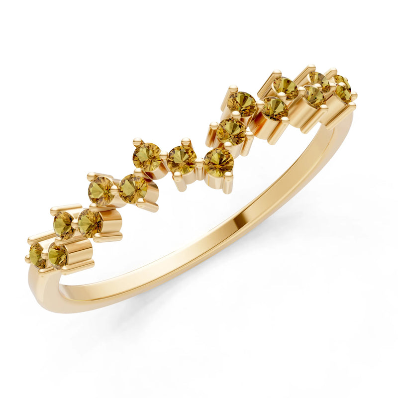 Citrine Round 1.25mm Dainty Cluster Band – Multi-Stone Prong Set - Round