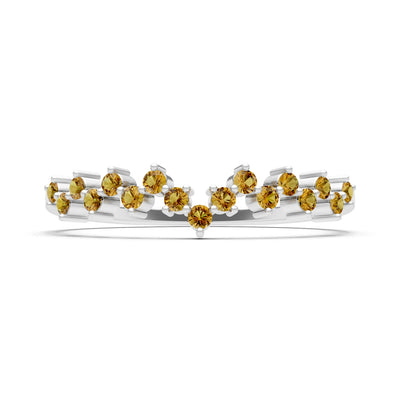 Citrine Round 1.25mm Dainty Cluster Band – Multi-Stone Prong Set - Round