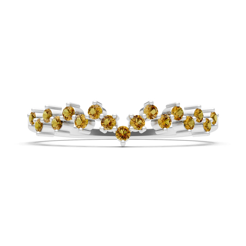 Citrine Round 1.25mm Dainty Cluster Band – Multi-Stone Prong Set - Round
