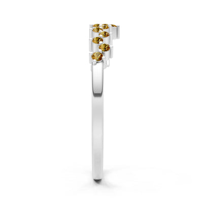 Citrine Round 1.25mm Dainty Cluster Band – Multi-Stone Prong Set - Round