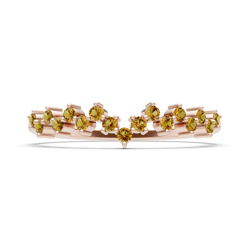 Citrine Round 1.25mm Dainty Cluster Band – Multi-Stone Prong Set - Round