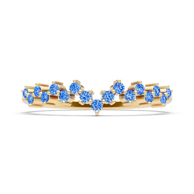 Swiss Blue Topaz Round 1.25mm Dainty Cluster Band – Multi-Stone Prong Set - Round