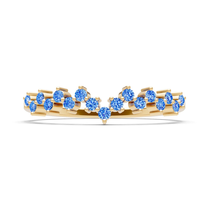 Swiss Blue Topaz Round 1.25mm Dainty Cluster Band – Multi-Stone Prong Set - Round