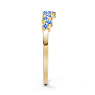 Swiss Blue Topaz Round 1.25mm Dainty Cluster Band – Multi-Stone Prong Set - Round