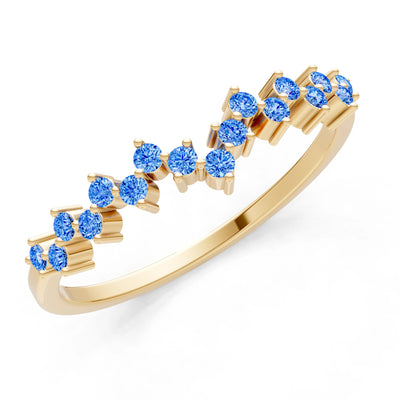 Swiss Blue Topaz Dainty Cluster Band Multi-Stone Prong Set